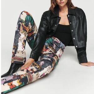 Reformation Cynthia High Rise Straight Long Jeans Decoupage - Size 27